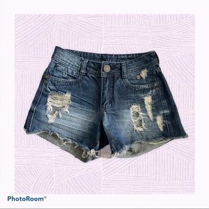 Blue Destroyed Denim Shorts😎